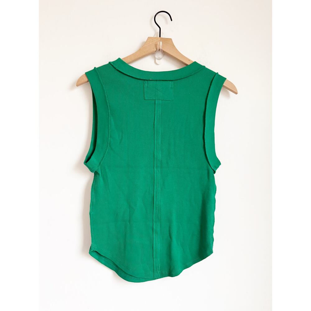 2/$50 Free People NWOT We The Free Kate Ribbed Stretch Tank Top Green Large - Picture 4 of 4